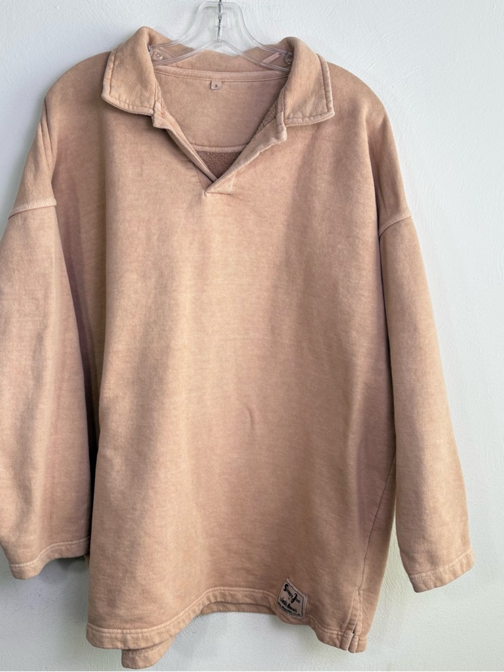 SLOPPY JOE UK Collar 02 Sweatshirt Beige Tan Size 3 L Oversized Relaxed Organic - Picture 9 of 11